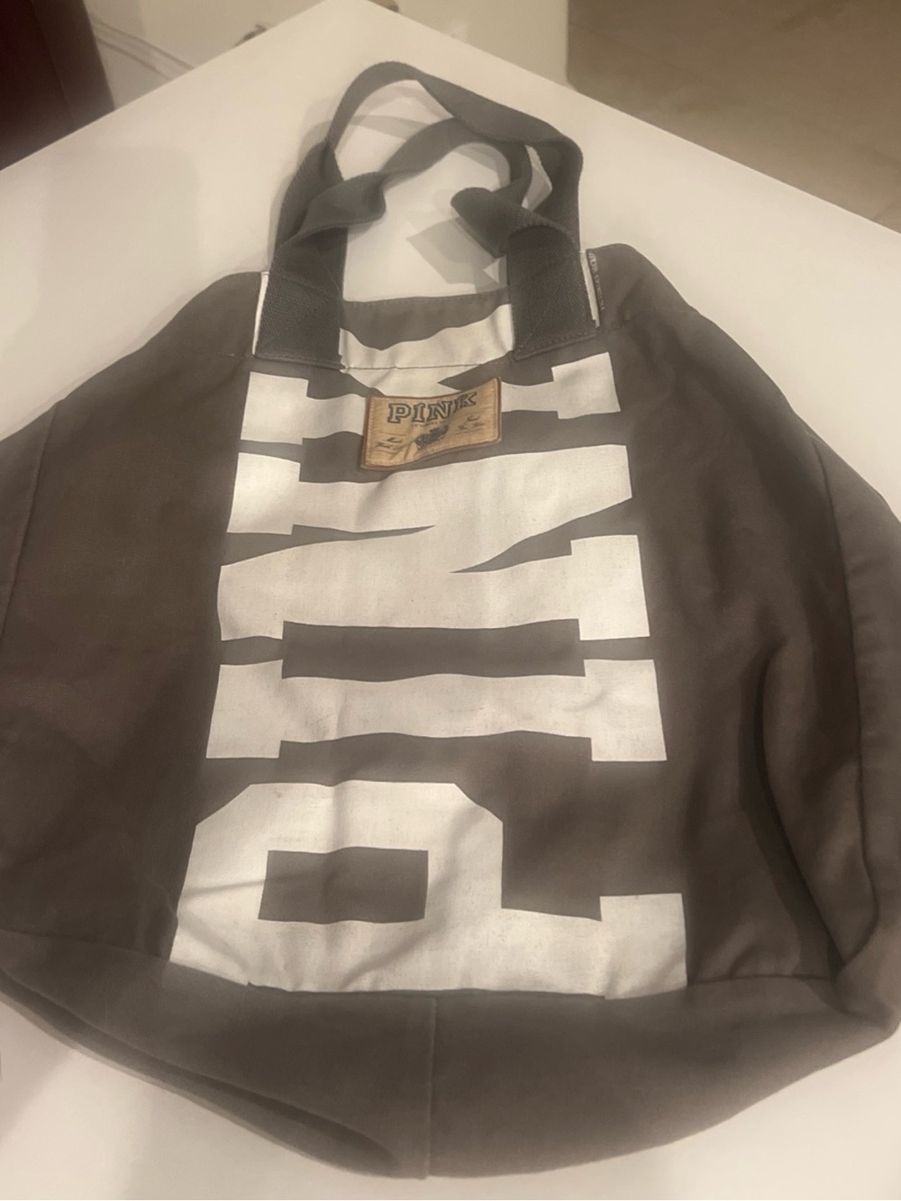 Victoria's Secret PINK Gray Logo Duffle Gym Travel Bag Y2K